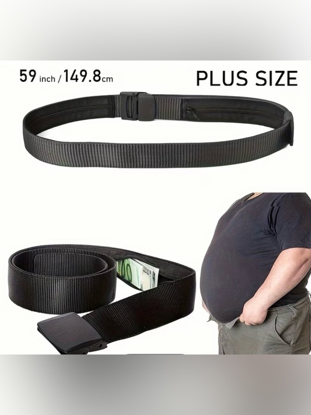 Amazon Plus Size Black Hidden Pocket Waist Belt